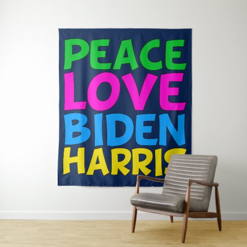 Peace Love Biden Harris Cute 2024 Election Tapestry