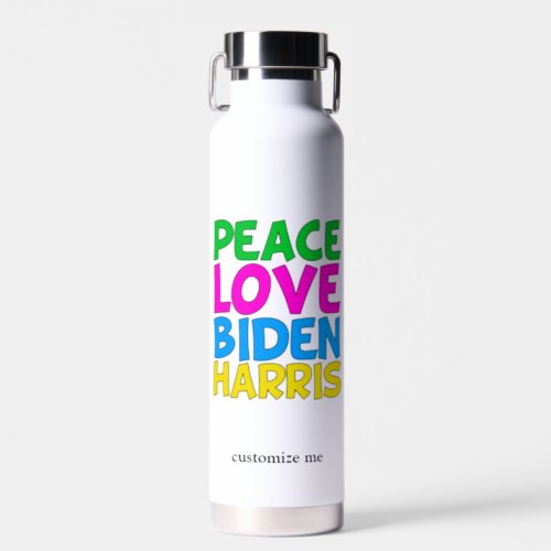 Peace Love Biden Harris Cute 2024 Election Water Bottle