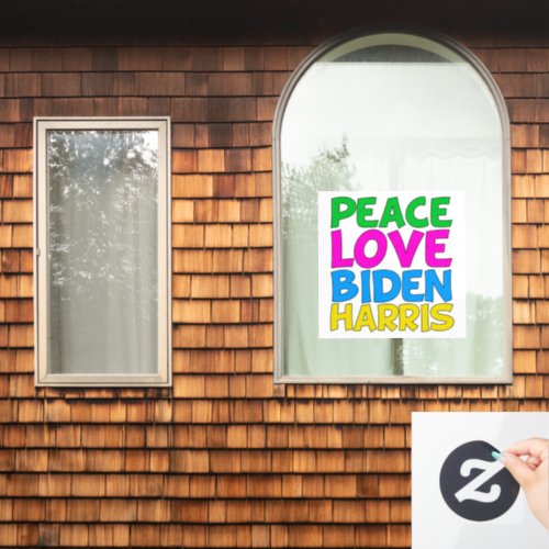 Peace Love Biden Harris Cute 2024 Election Window Cling