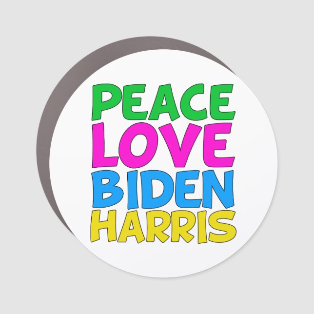 Peace Love Biden Harris Cute Democrat Car Magnet (Front)