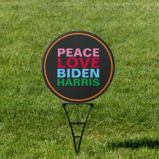 PEACE LOVE BIDEN HARRIS Pink Red Blue Yard Sign
