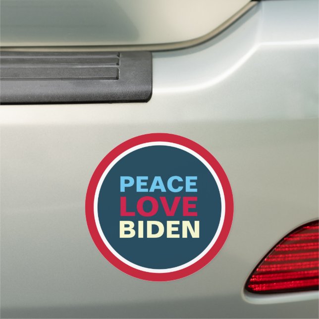Peace Love BIDEN Red White Blue Car Magnet (In Situ)