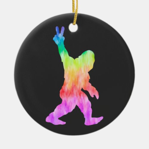 Peace Love Bigfoot   Ceramic Ornament