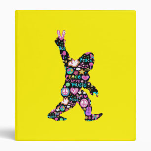 Peace Love Bigfoot Hippie Funny Bigfoot Lover      3 Ring Binder