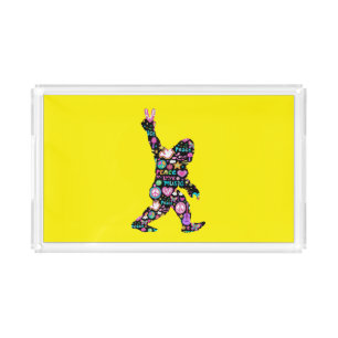 Peace Love Bigfoot Hippie Funny Bigfoot Lover Acrylic Tray