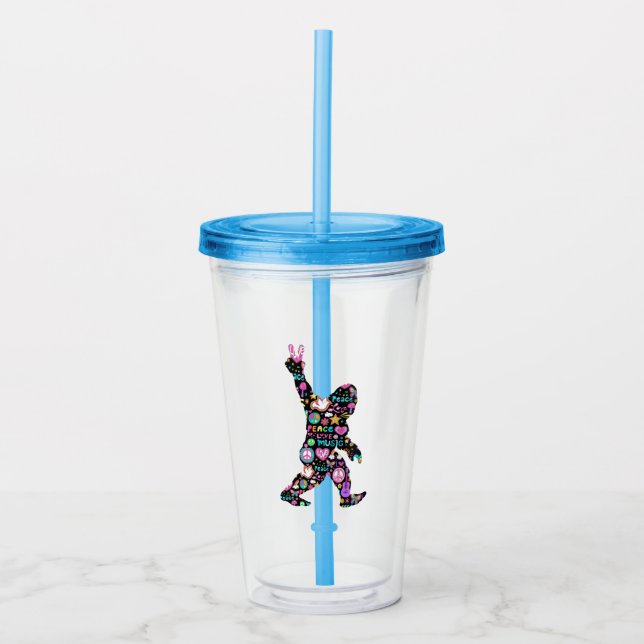 Peace Love Bigfoot Hippie Funny Bigfoot Lover    Acrylic Tumbler (Front)
