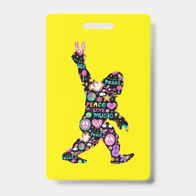 Peace Love Bigfoot Hippie Funny Bigfoot Lover    Badge (Front)
