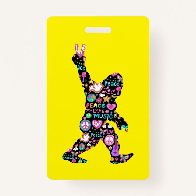 Peace Love Bigfoot Hippie Funny Bigfoot Lover    Badge (Front)