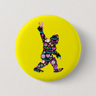 Peace Love Bigfoot Hippie Funny Bigfoot Lover Button