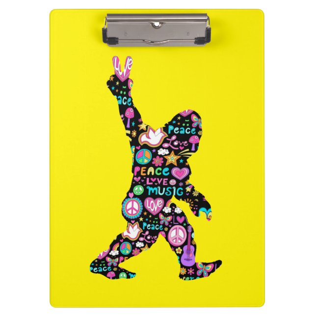 Peace Love Bigfoot Hippie Funny Bigfoot Lover Clipboard (Front)
