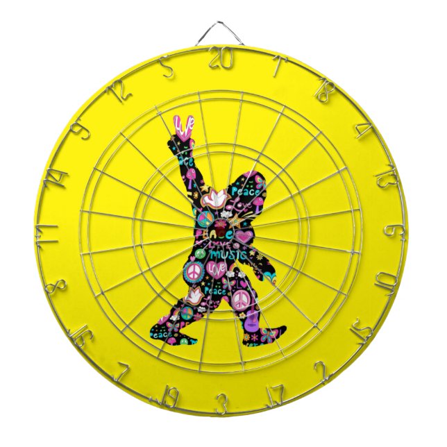 Peace Love Bigfoot Hippie Funny Bigfoot Lover      Dart Board (Front)