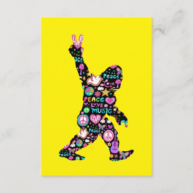 Peace Love Bigfoot Hippie Funny Bigfoot Lover    Enclosure Card (Front)