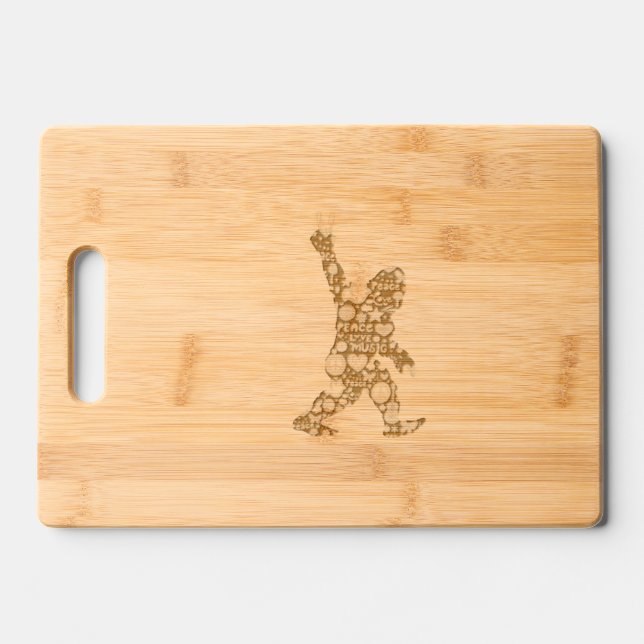 Peace Love Bigfoot Hippie Funny Bigfoot Lover      Engraved Cutting Board (Front)