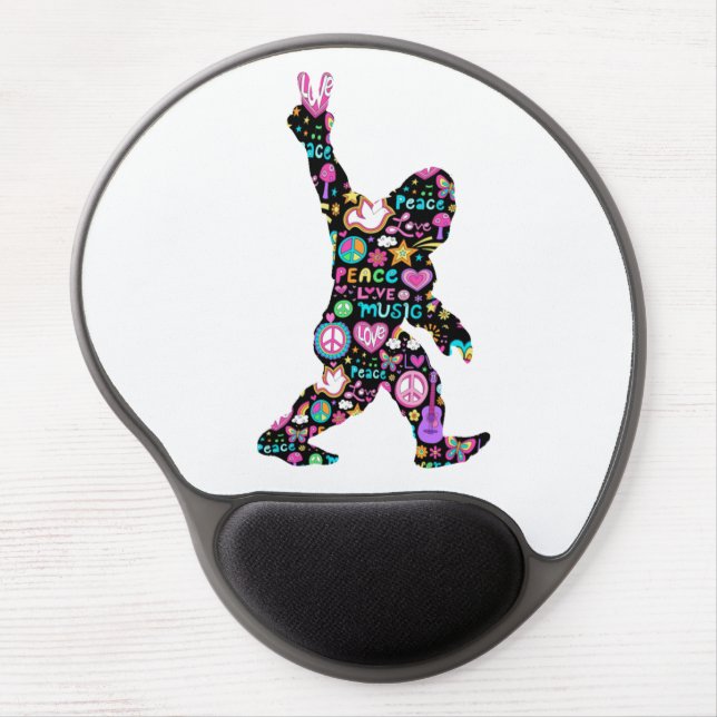 Peace Love Bigfoot Hippie Funny Bigfoot Lover    Gel Mouse Pad (Front)