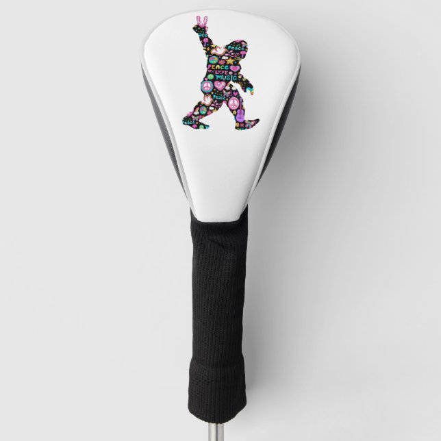 Peace Love Bigfoot Hippie Funny Bigfoot Lover      Golf Head Cover (Front)