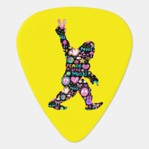 Peace Love Bigfoot Hippie Funny Bigfoot Lover    Guitar Pick