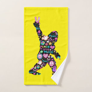 Peace Love Bigfoot Hippie Funny Bigfoot Lover    Hand Towel