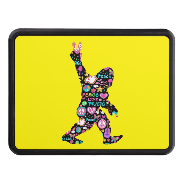 Peace Love Bigfoot Hippie Funny Bigfoot Lover      Hitch Cover (Front)