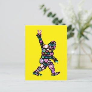 Peace Love Bigfoot Hippie Funny Bigfoot Lover Invitation Postcard