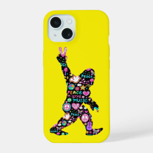 Peace Love Bigfoot Hippie Funny Bigfoot Lover iPhone 15 Case