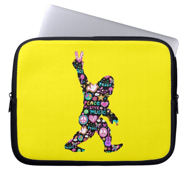Peace Love Bigfoot Hippie Funny Bigfoot Lover      Laptop Sleeve (Front)