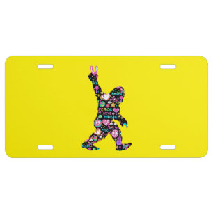 Peace Love Bigfoot Hippie Funny Bigfoot Lover      License Plate