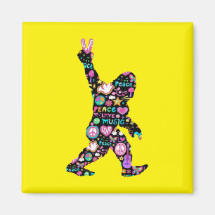 Peace Love Bigfoot Hippie Funny Bigfoot Lover Magnet