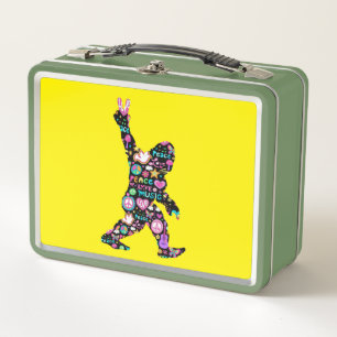 Peace Love Bigfoot Hippie Funny Bigfoot Lover Metal Lunch Box