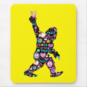 Peace Love Bigfoot Hippie Funny Bigfoot Lover Mouse Pad