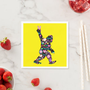 Peace Love Bigfoot Hippie Funny Bigfoot Lover    Napkins