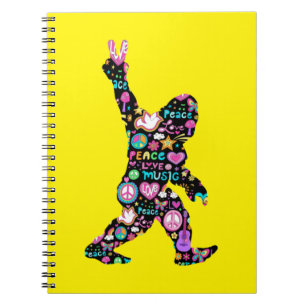 Peace Love Bigfoot Hippie Funny Bigfoot Lover   Notebook