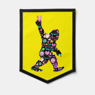 Peace Love Bigfoot Hippie Funny Bigfoot Lover Pennant