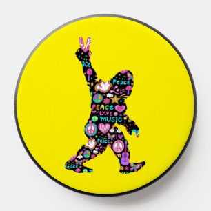 Peace Love Bigfoot Hippie Funny Bigfoot Lover PopSocket