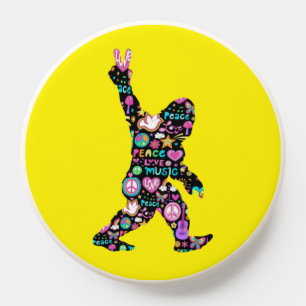 Peace Love Bigfoot Hippie Funny Bigfoot Lover PopSocket