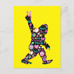 Peace Love Bigfoot Hippie Funny Bigfoot Lover Postcard