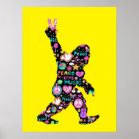 Peace Love Bigfoot Hippie Funny Bigfoot Lover