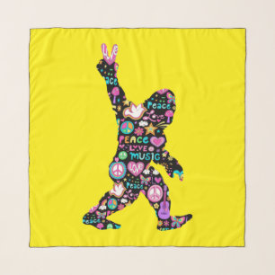 Peace Love Bigfoot Hippie Funny Bigfoot Lover Scarf
