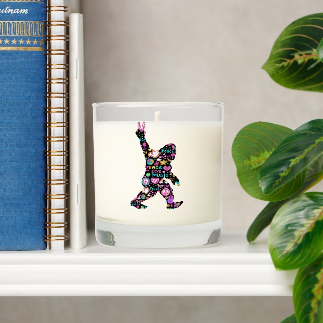 Peace Love Bigfoot Hippie Funny Bigfoot Lover      Scented Candle (Shelf)