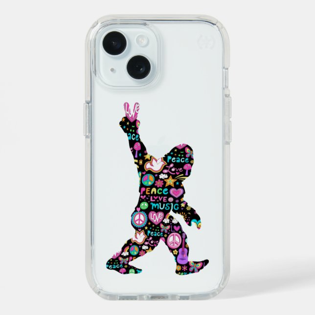 Peace Love Bigfoot Hippie Funny Bigfoot Lover      Speck iPhone Case (Front (Blue))