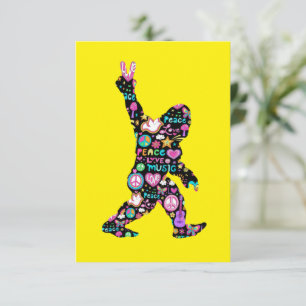 Peace Love Bigfoot Hippie Funny Bigfoot Lover Thank You Card