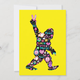 Peace Love Bigfoot Hippie Funny Bigfoot Lover Thank You Card