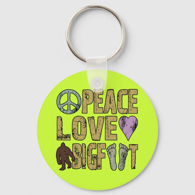 Peace Love Bigfoot Keychain (Front)