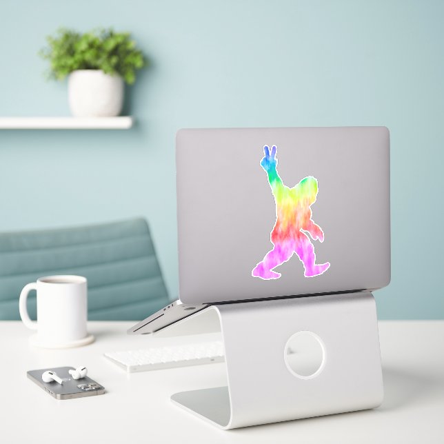 Peace Love Bigfoot   Sticker (Laptop On Desk)