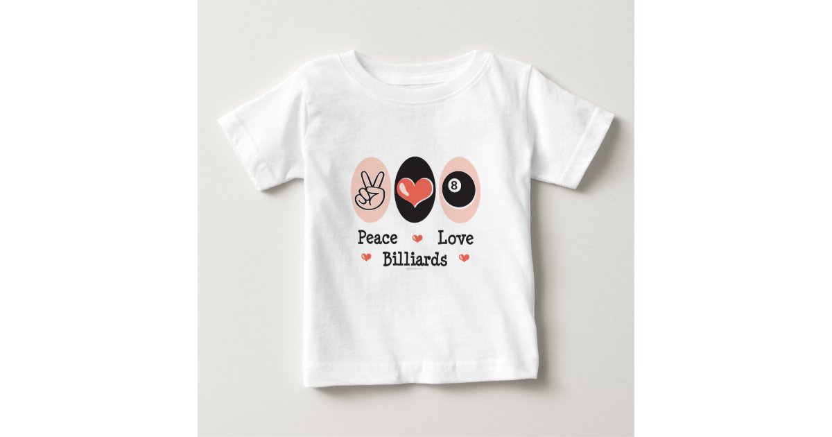 Peace Love Billiards Baby T-shirt Zazzle Peace Love Pool Vintage Pool Player Tシャツ