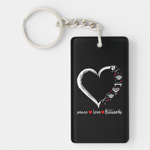 Peace love billiards heart keychain