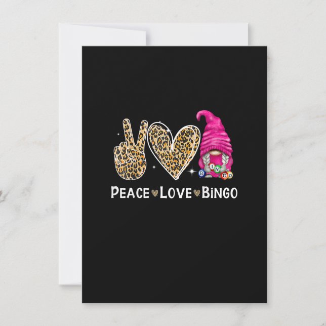 Peace Love Bingo Funny Bingo Lover Lucky Bingo Gno Invitation (Front)