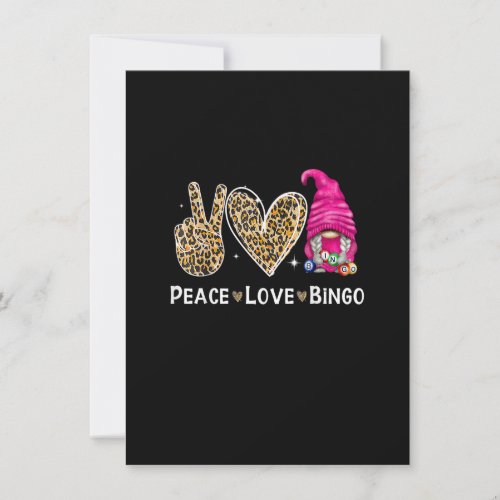 Peace Love Bingo Funny Bingo Lover Lucky Bingo Gno Invitation