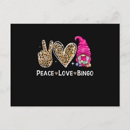 Peace Love Bingo Funny Bingo Lover Lucky Bingo Gno Postcard
