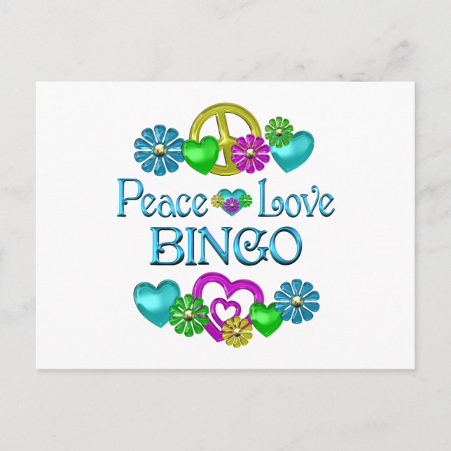 Peace Love Bingo Postcard (Front)