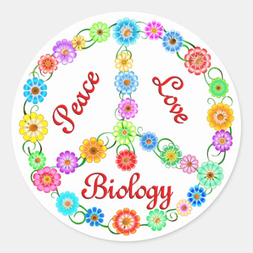 Peace Love Biology Classic Round Sticker